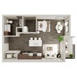 0 Bedroom, 1 Bathroom - 613 SF