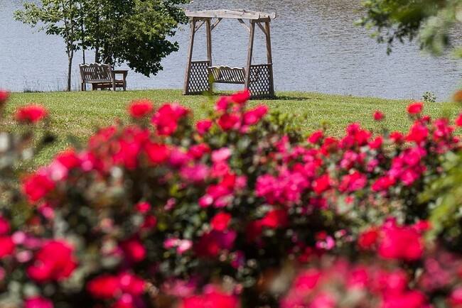 Rose Garden with view of Private Pond - The Overlook Senior Living