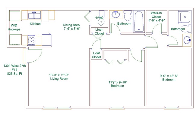 2 Bedroom - 2 Bathroom - 1301 West 27th Street