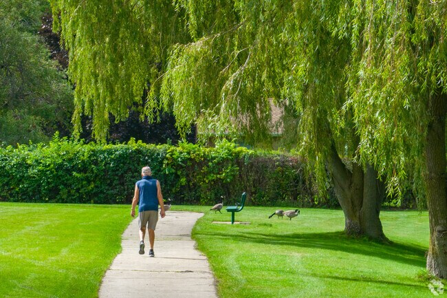 Founders Park near Beachview Estates has a walking trail that circles the park.