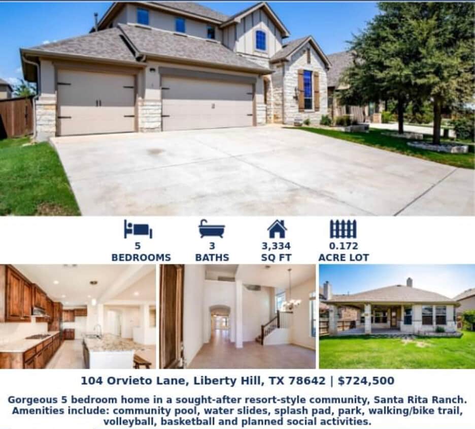 104 Orvieto Ln, Liberty Hill, TX 78642 House for Rent in Liberty Hill