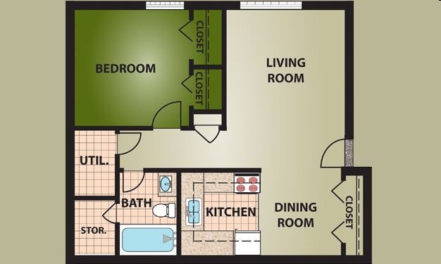 1 Bedroom, 1 Bath, Garden - Garden Manor Apartments