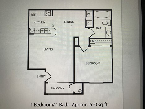 One bedroom layout - 3440 Lindell Rd