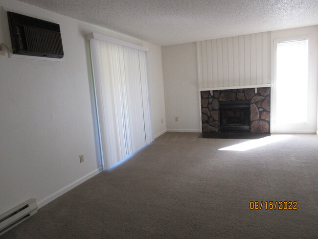 living room, fireplace, slider to balcony - 2210 N Houk Rd