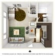 This 290 square foot apartment in Raleigh, North Carolina, maximizes space efficiency with a thoughtful open-plan design. The living area features vaulted ceilings and large windows, including an arched window, which flood the space with natural light and create an airy atmosphere. The room is finished with neutral-toned carpeting and crisp white walls, offering a blank canvas for personalization.

The modern kitchen boasts dark wood cabinetry contrasting with stainless steel appliances and light-colored countertops. It includes a range, refrigerator, and ample storage space, making it both functional and visually appealing.

The bathroom is equipped with a combination bathtub and shower, surrounded by clean white tiles. A large mirror and good lighting enhance the sense of space in this compact room.

Despite its small footprint, the apartment's layout and design elements create a comfortable and inviting living space, ideal for those seeking an efficient urban dwelling in Raleigh.