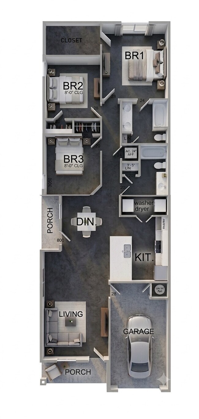 Floor plan of A side - 126 E Ball Rd