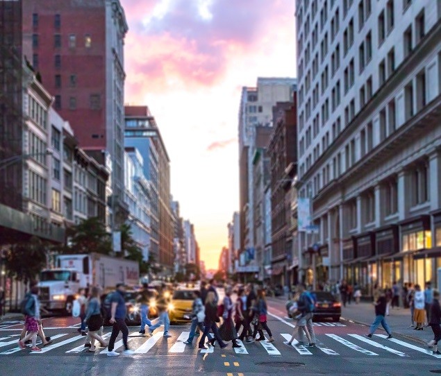 Pedestrians at 23rd Street and 6th Avenue