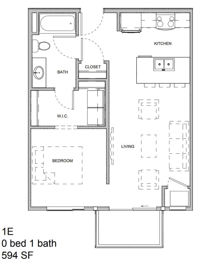 1E 0 Bed - 1 Bath - Northern Point Apartments