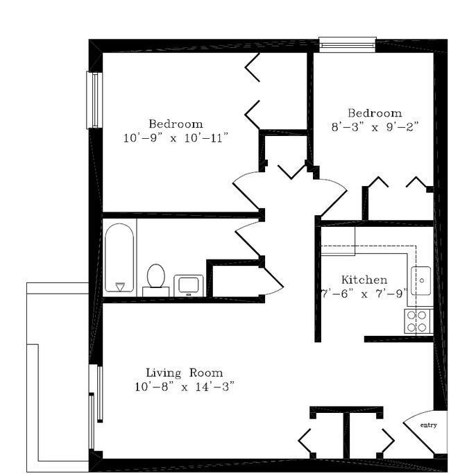2BR/1BA - University Terraces