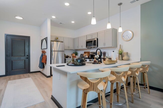 1BR, 1BA - 741SF - Kitchen and Entry - The Flats of River Ridge