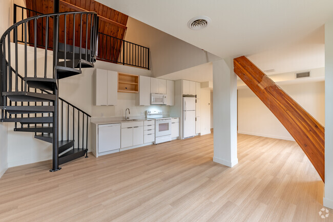 1BR, 1BA - 1291SF - Cocina/Sala de estar - Sanctuary Lofts