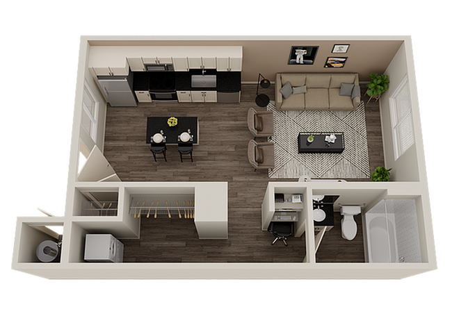 Efficiently designed apartment floor plan featuring elegant living spaces for modern living. - Cabana North Valley