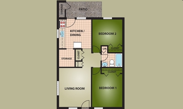 2BR/1BA - Oakdale Apartments