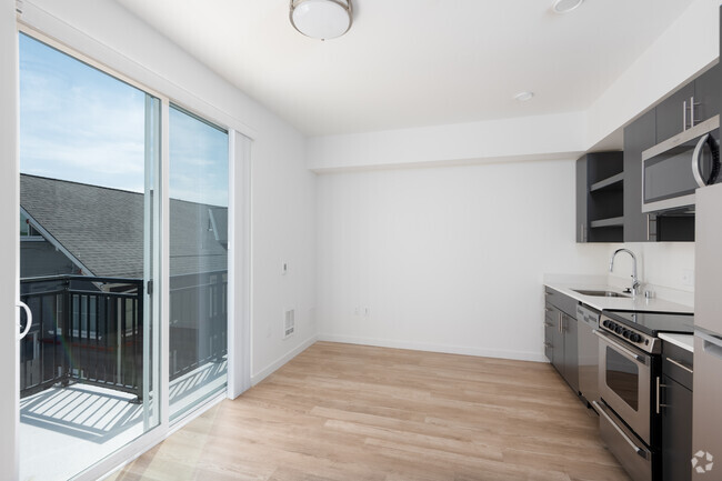 Open 1BD, 1BA - 498SF Kitchen/ Living Room - Proctor Flats