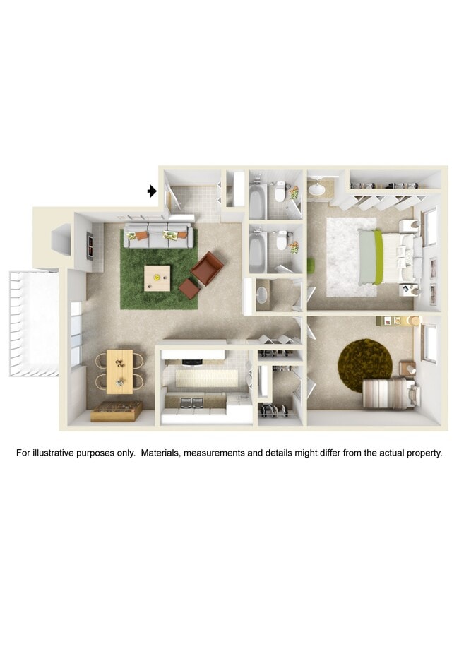 2BD/2BA 1007 Sq.Ft. - Monaco Parkway Apartments