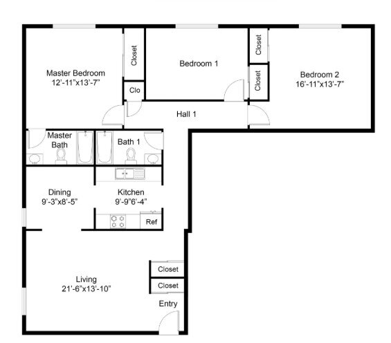 Planta baja de 3 dormitorios y 2 baños - Pinecrest Manor