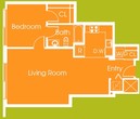 1 Bed 1 Bath (857 sq ft)