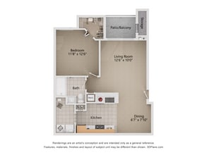 Peyton_1Bed_1Bath_790 sq ft - Legacy at Fort Clarke