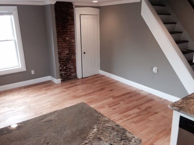 Hardwood floors in the living space - 282 Brackett Street