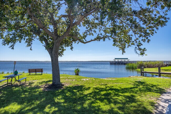 Ann Olesky Park features outdoor picnic areas, a boat launch, and pier.