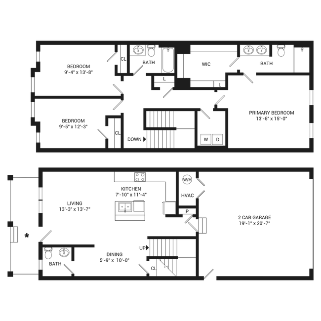 Plano de planta - The Meadows at Tutt Village Townhomes