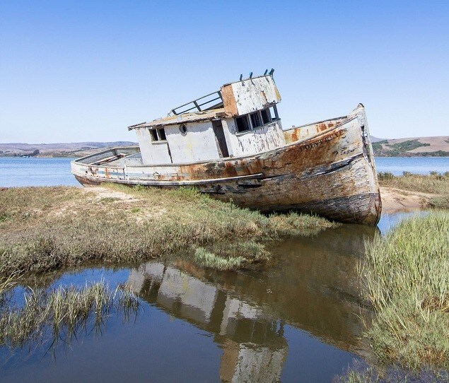 The Point Reyes shipwreck near the lighthouse