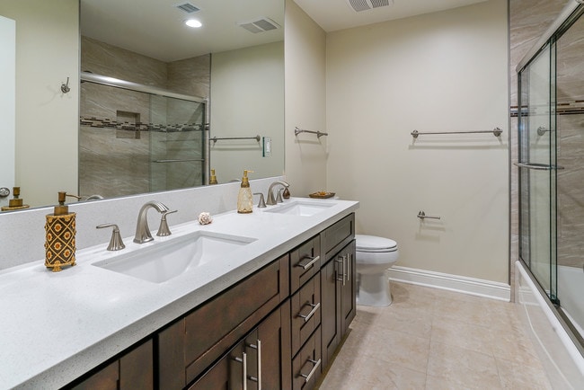 Double sink quartz bathroom - 7522 Fountain Ave