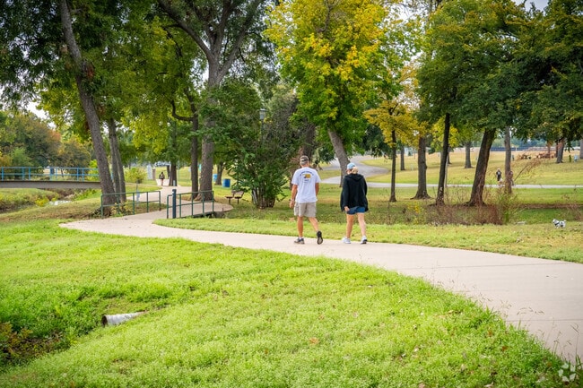Midwest City residents can enjoy a morning stroll along the paths in Joe Barnes Regional Park.
