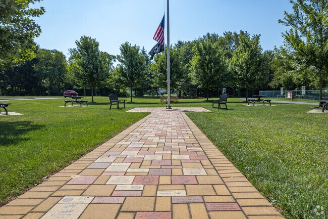 Memorial walkway at Cinnaminson Township Memorial Park is a popular gathering spot.