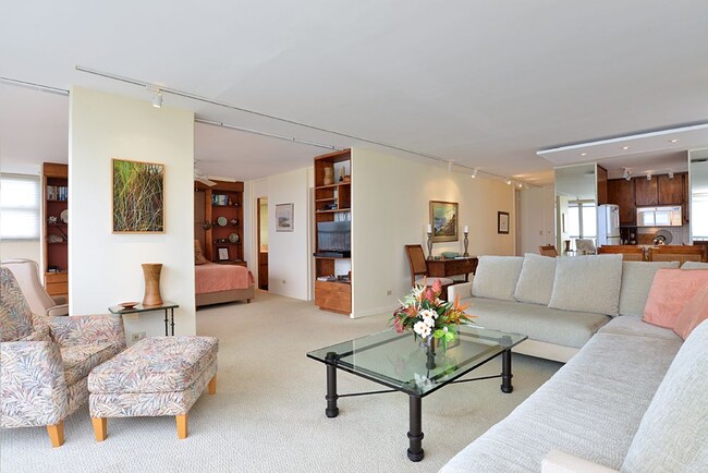 Stacking room divider shades for privacy - 3056 Kalakaua Ave