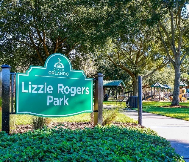 Lizzie Rogers Park includes a playground and picnic pavilion