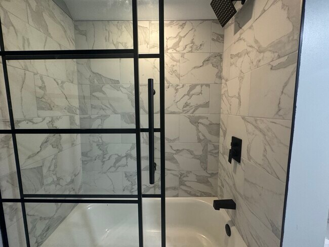 Stunning shower door and tub shower combo with rainfall shower full - 2430 N Southport Ave