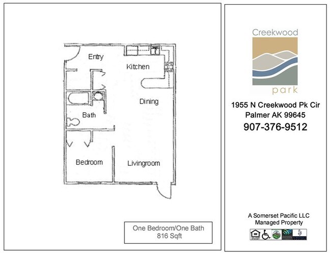 CRKWD-One habitaciones, FP - Creekwood Park Apartments