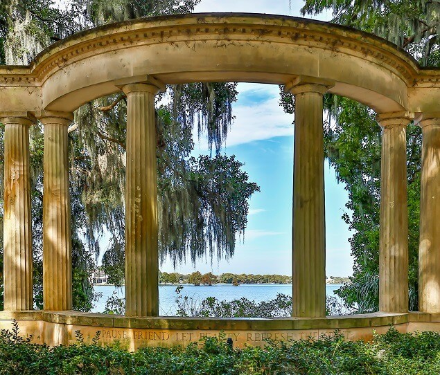 The beautiful Exedra Monument in the Kraft Azalea Garden