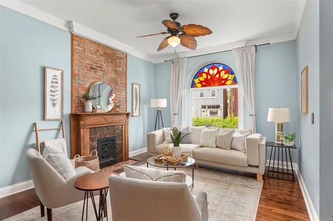 Living Room w/ Original Fireplace - 3137 Arsenal St
