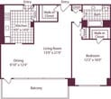 1 Bedroom, 1 Bath 946 SF A9