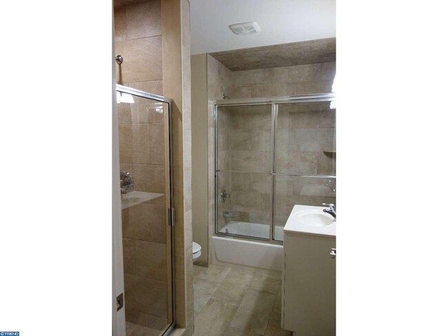 Renovated bathroom with bath and shower - 721 Bethlehem Pike