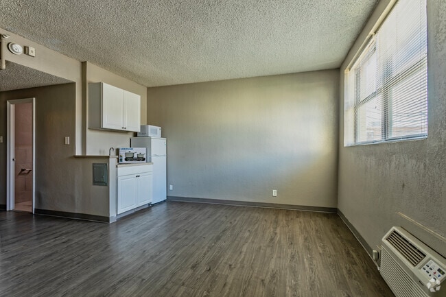 Deluxe Studio - 380 SF - Kitchen/ Living/Sleeping Area - The Que