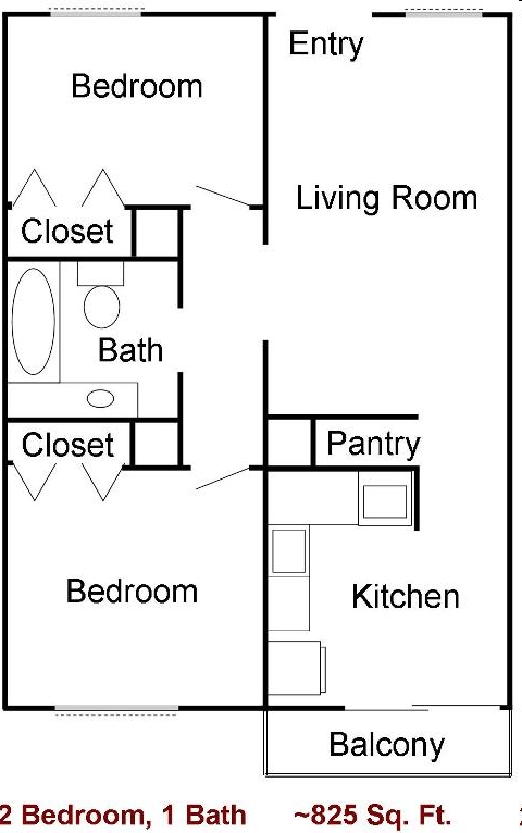 2BR/1BA - Fontana Apartments