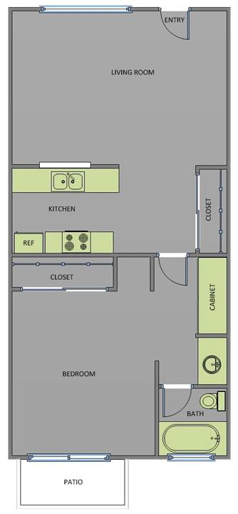 1HAB/1BA - Riverside Villas Apartments