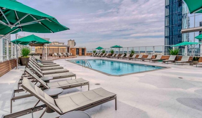 Lounge by the pool overlooking Center City, Philadelphia - The Sterling