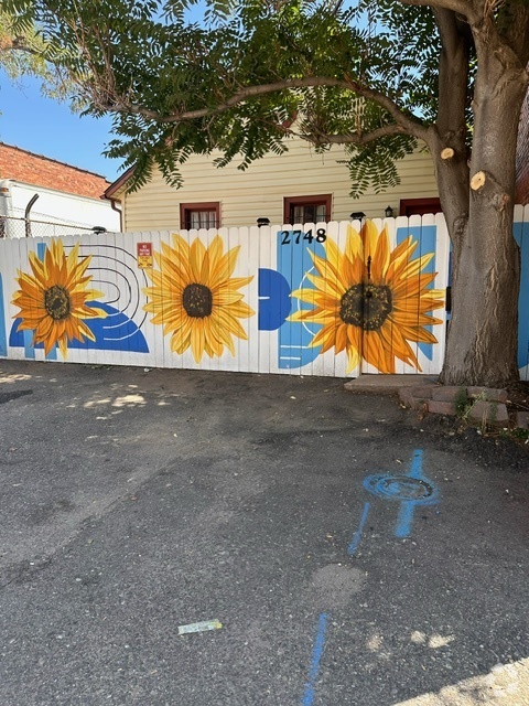 Mural with front gate entry to front door, and interior patio, 2 car spaces - 2748 Walnut St