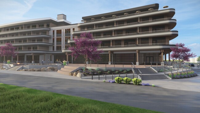 Plaza Deck with Bright Landscaping - The Boardwalk Apartments