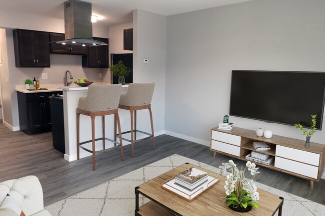 1BD Flat Living Room - Forest View On 11th