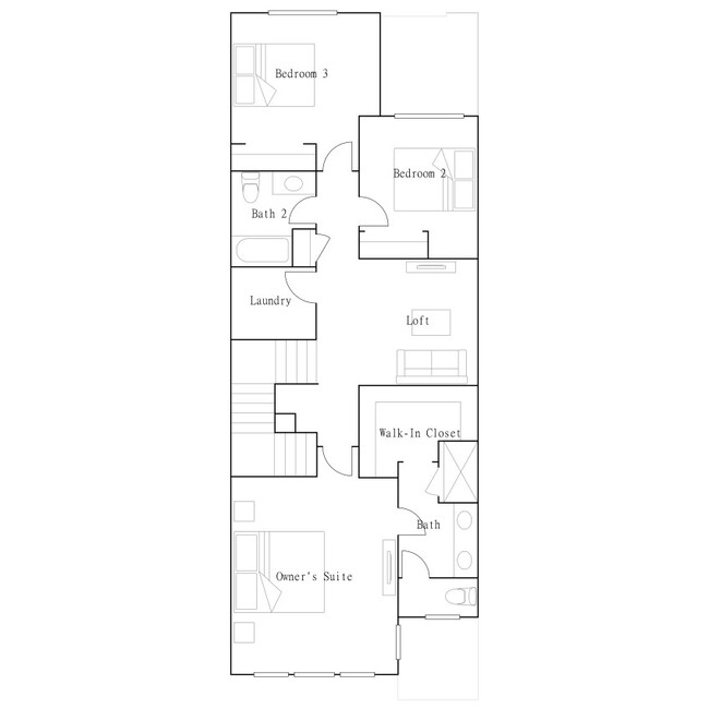 Upper level floor plan - 2032 N Chianti St