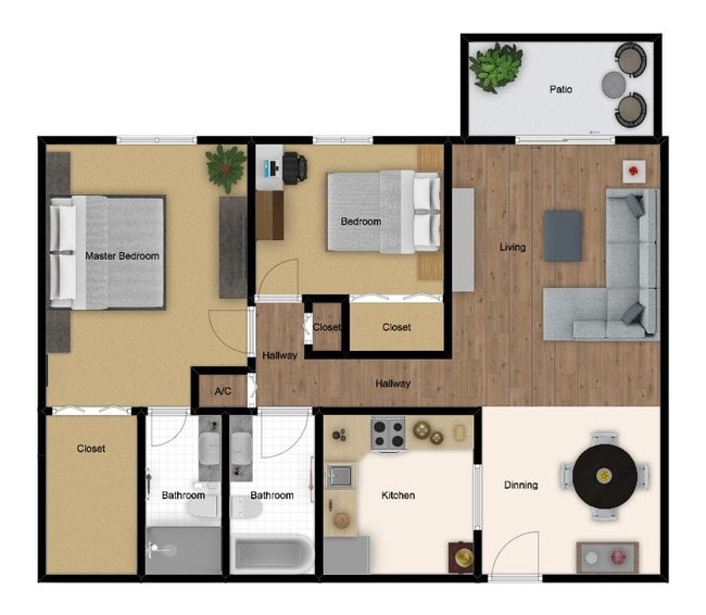 Two Bedrooms Floor Plan Layout - Windsor Forest