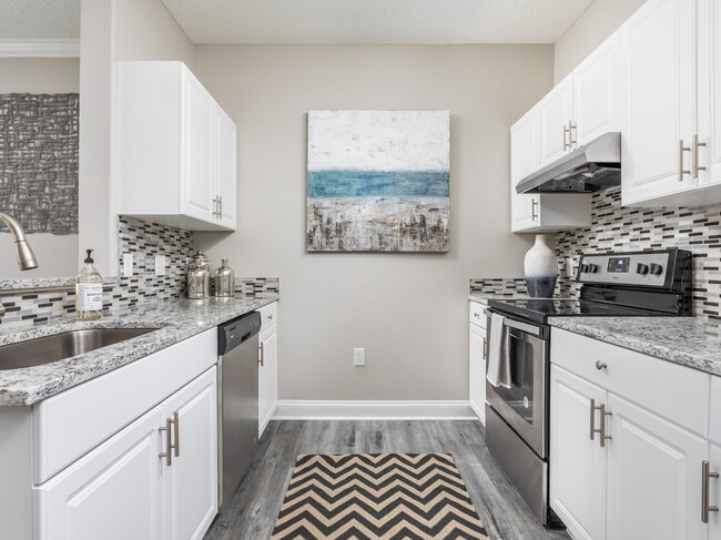 Modern Kitchen with Granite Countertops - The Village at Auburn Apartments