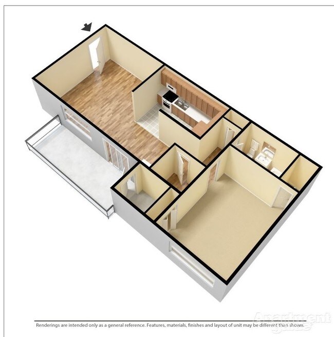 Plano de planta de 1 habitación - The Enclave At Mount Pleasant