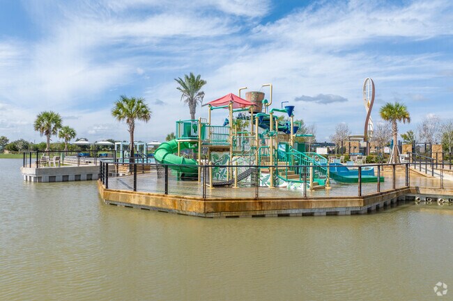Lions Ball Park is home to a waterpark, open during summer months in Manvel, TX.