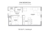 1-Bedroom, 700 sqft - Building B